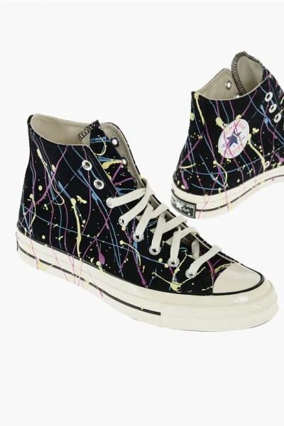 Converse All Star Chuck Taylor Fabric High Top Sneakers With Painted In Blue