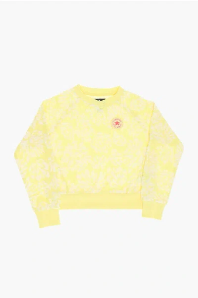 Converse All Star Chuck Taylor Floral Jacquard Crew-neck T-shirt In Yellow