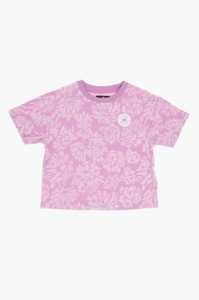 Converse All Star Chuck Taylor Floral Jacquard Crew-neck T-shirt In Pink