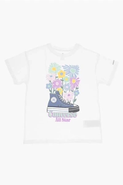 Converse All Star Chuck Taylor Floral Motif Crew-neck T-shirt In White