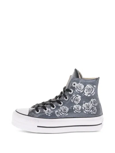 Converse All Star Chuck Taylor Floral Patterned Leather High Top Sneakers With Platform In Multi