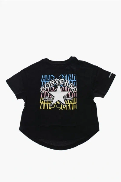 Converse All Star Chuck Taylor Front Printed Crew-neck T-shirt In Black