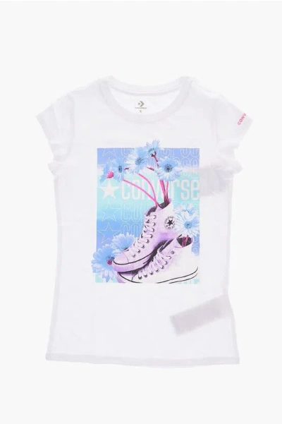 Converse All Star Chuck Taylor Front Printed Crew-neck T-shirt In White
