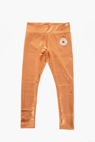 Converse All Star Chuck Taylor High Waist Holographic Effect Leggings In Gold