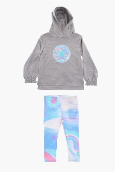 Converse All Star Chuck Taylor Leggings And Hoodie Set In Gray