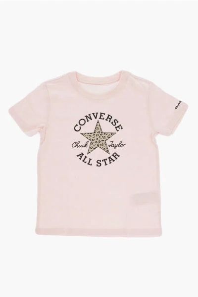 Converse All Star Chuck Taylor Logo Printed Crewneck T-shirt In Pink