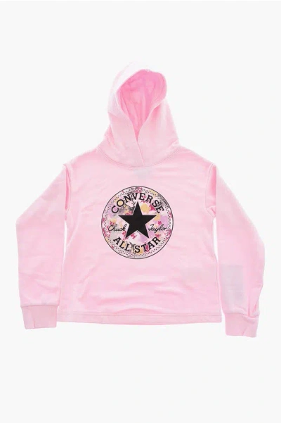 Converse All Star Chuck Taylor Logo Printed Hoodie In Pink