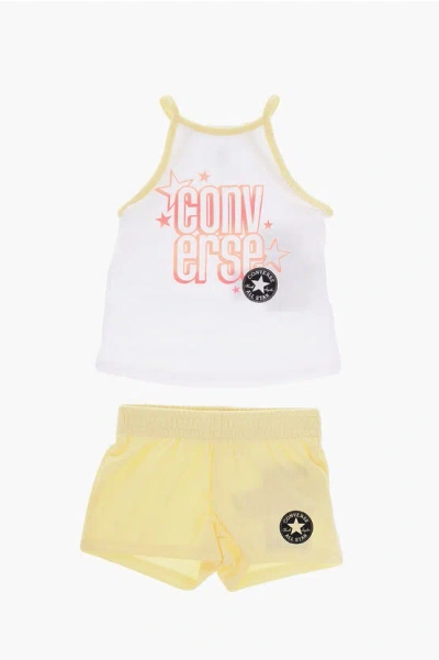 Converse All Star Chuck Taylor Logo Printed Shorts And Tank Top Set In Yellow