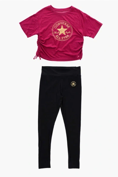 Converse All Star Chuck Taylor Logo Printed T-shirt And Leggings Set In Red