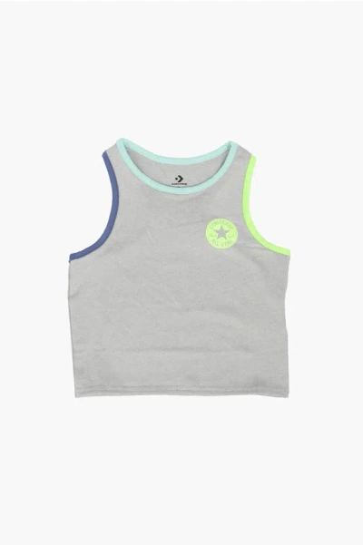 Converse All Star Chuck Taylor Logo Printed Tank Top In Gray
