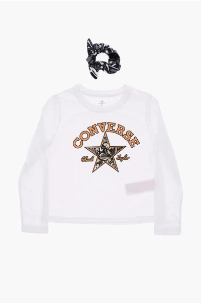 Converse All Star Chuck Taylor Long Sleeve T-shirt And Scrunchie Set In White