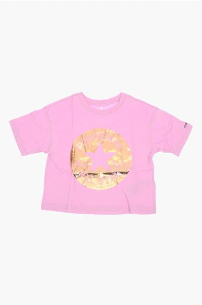 Converse All Star Chuck Taylor Maxi Golden Printed Patch Shiny Boxy T In Pink