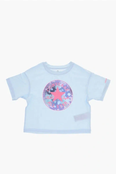 Converse All Star Chuck Taylor Maxi Logo Printed Crew-neck T-shirt In Blue