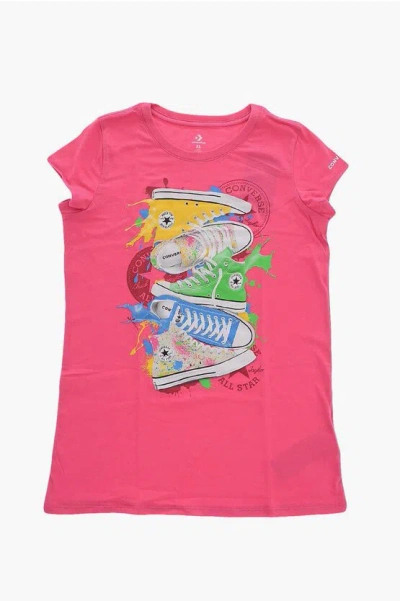 Converse All Star Chuck Taylor Printed Crew-neck T-shirt In Pink