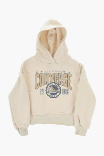 Converse All Star Chuck Taylor Printed Fleeced Cotton Hoodie In Neutral