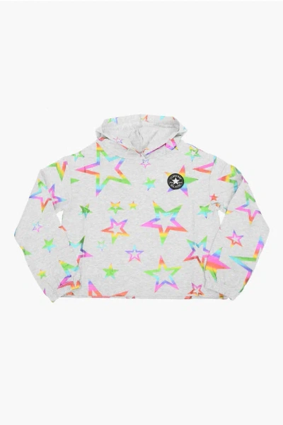 Converse All Star Chuck Taylor Rainbow Stars Printed Sweatshirt In Gray