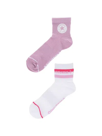 Converse All Star Chuck Taylor Ribbed Socks (set Of Two) In Pink