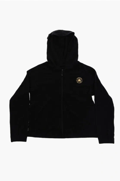 Converse All Star Chuck Taylor Ribbed Sweatshirt With Hood And Zip Cl In Blue