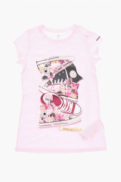 Converse All Star Chuck Taylor Sneakers Printed Front Crew-neck T-shi In Multi
