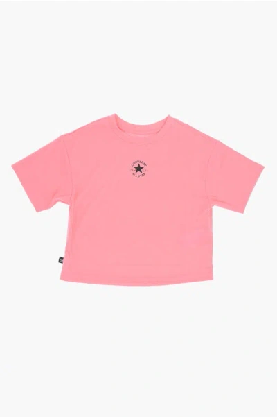 Converse All Star Chuck Taylor Solid Color Crew-neck T-shirt With Con In Pink