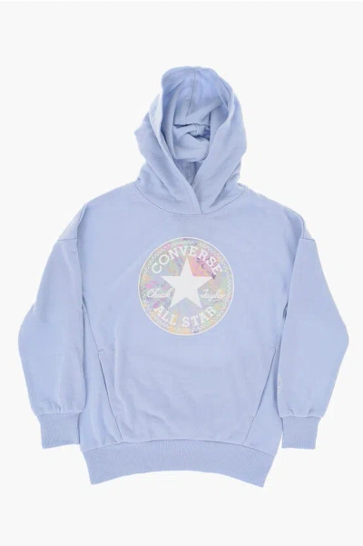 Converse All Star Chuck Taylor Solid Color Hoodie With Maxi Printed L In Blue