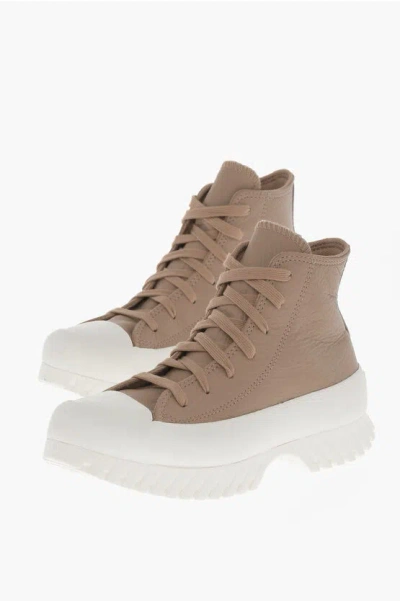 Converse All Star Chuck Taylor Texture Leather High-top Sneakers In Beige