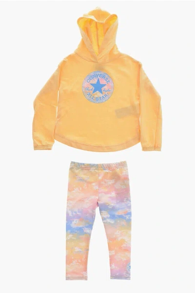 Converse All Star Chuck Taylor Tie Dye Effect Leggings And Sweatshirt In Yellow