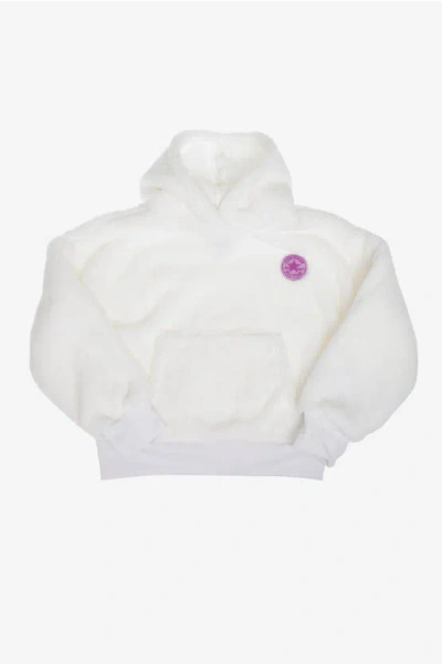 Converse All Star Faux Fur Hooded Teddy Sweatshirt In White