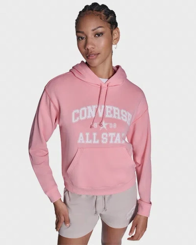 Converse All Star French Terry Pullover Hoodie In Pink