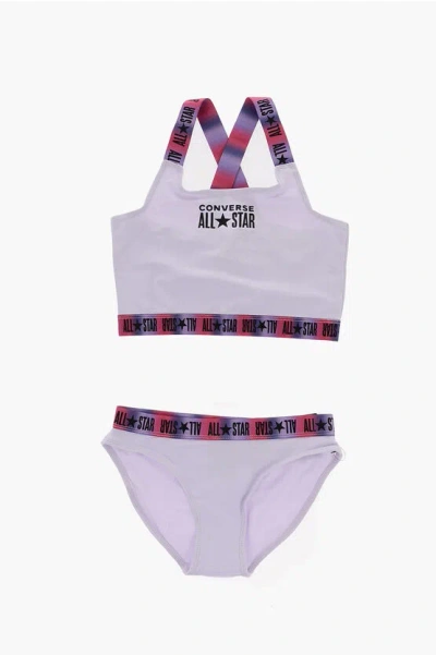 Converse All Star Logoed Drawstring Waist Bikini In Purple