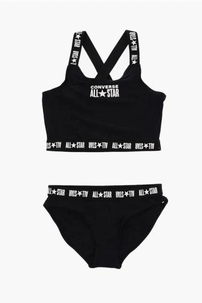 Converse All Star Logoed Drawstring Waist Bikini In Black