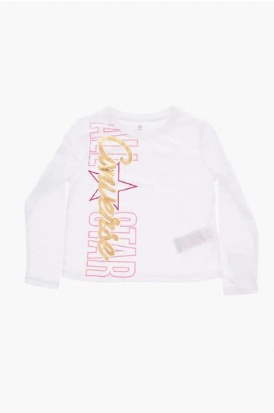 Converse All Star Long Sleeve Printed T-shirt In White