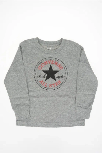Converse All Star Print T-shirt In Gray
