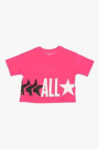 Converse All Star Printed Crew-neck T-shirt In Pink