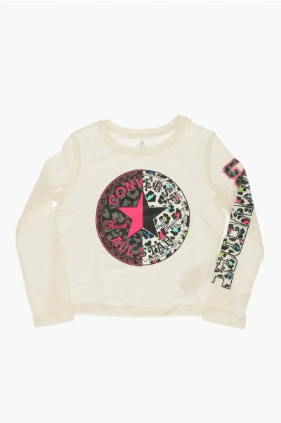Converse All Star Printed Long Sleeves T-shirt In White