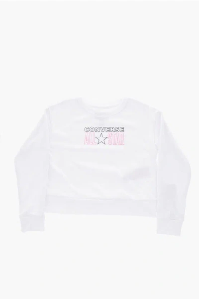 Converse All Star Printed Sweatshirt In White