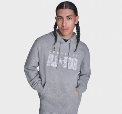 Converse All Star Pullover Hoodie In Gray