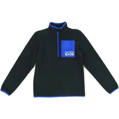 Converse All Star Sweatshirt Kids Black Blue Polar Fleece 1/2 Zip Red483