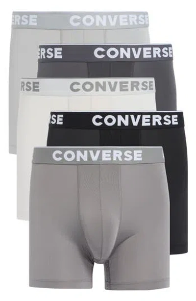 Converse Assorted 5-pack Boxer Briefs In Classic Grey