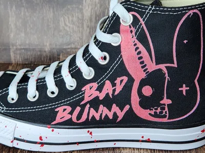 Pre-owned Converse Bad Bunny Custom  Sneakers In Black