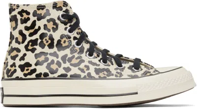 Converse Beige Chuck 70 Glow-in-the-dark Leopard Print High Top Sneakers In Egret/light Fawn/bla