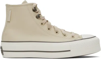 Converse Beige Chuck Taylor All Star Lift Platform Weatherized Leather Sneakers In Miso Glaze/truffle/egret