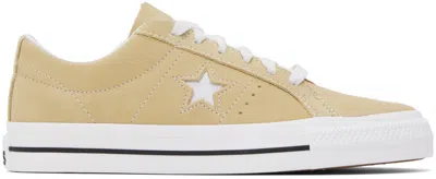 Converse Beige One Star Pro Sneakers In Oat Milk/white/black