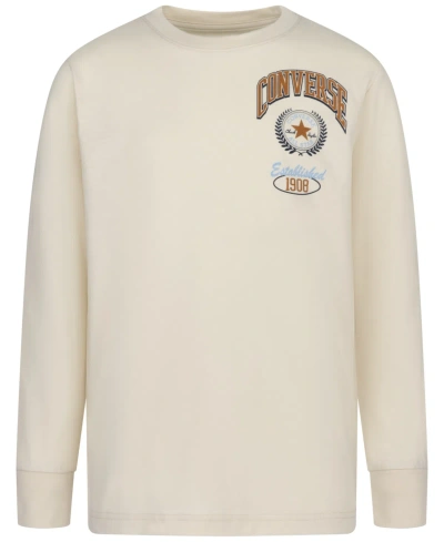 Converse Kids' Big Boys Collegiate Sport Long Sleeve T-shirt In  Natural Ivory