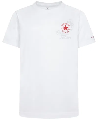 Converse Kids' Big Boys Retro Front Back Logo T-shirt In White