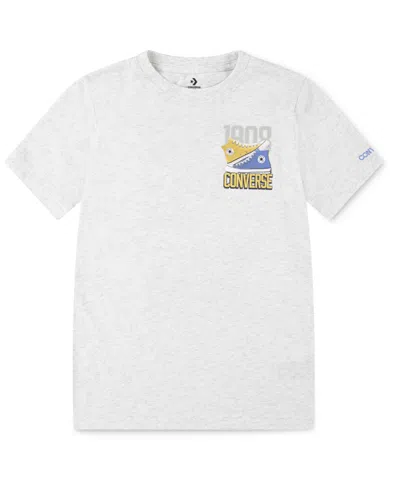 Converse Kids' Big Boys Retro Front Back Sneaker T-shirt In Birch Heather