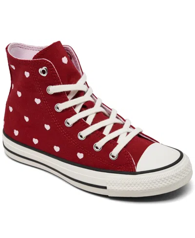Converse Kids' Big Girl's Chuck Taylor All Star Valentine's Day High Top Casual Sneakers From Finish Line In Red