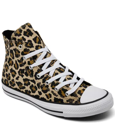 Converse Kids' Big Girls Chuck Taylor All Star Leopard Print High Top Lifestyle Sneakers From Finish Line In Brown