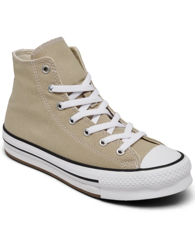 Converse Kids' Big Girls Chuck Taylor All Star Lift Platform High Top Casual Sneakers From Finish Line In Warm Clay/white/ Black