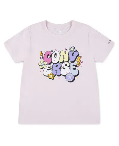 Converse Kids' Big Girls Power Short Sleeve T-shirt In Sugar Berry